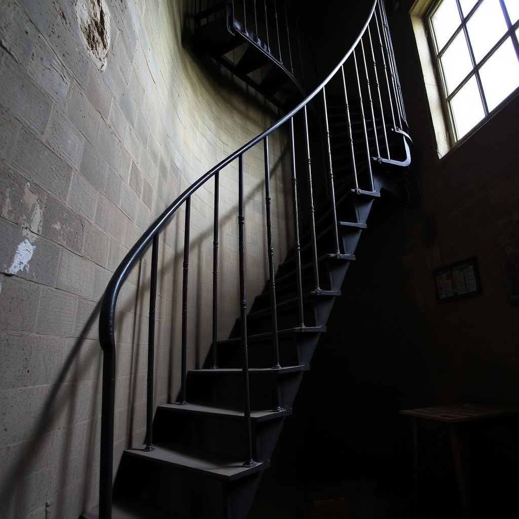 Escalier en fer forgé (illustration)
